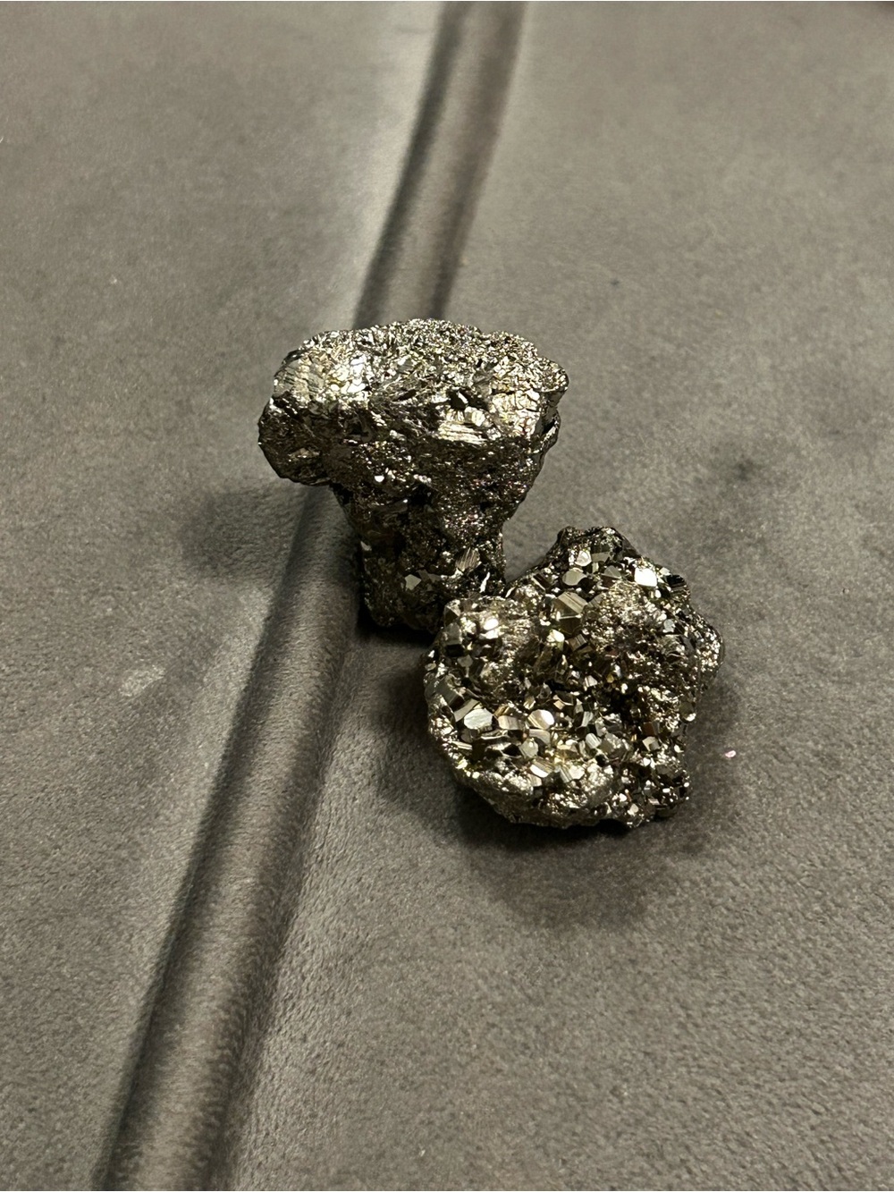 Sparkling Pyrite Cluster Pair - Metallic Silver Natural Specimens